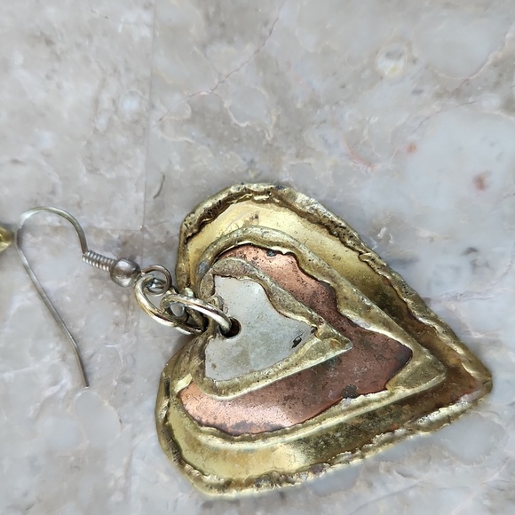 Gold and Silver Heart Necklace and Earring Set - Picture 2 of 3